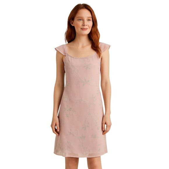 Slip Dress Valerie Stevens Pink Floral Sheer TANK Women's WOMAN'S LARGE - Picture 1 of 9